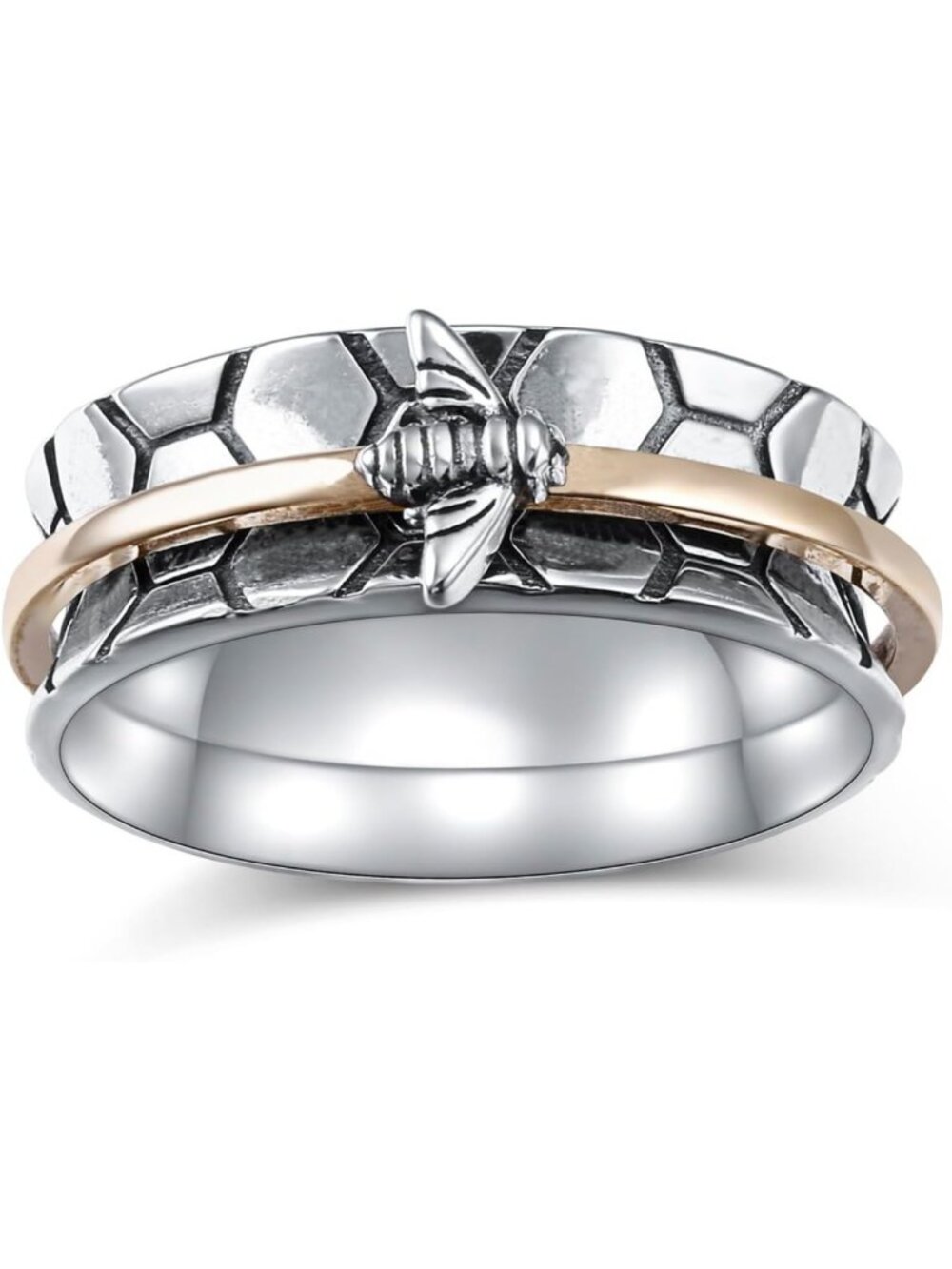 Vintage Sterling Silver Honey Bee Spinner Ring | Fidget Anxiety Relief Band for